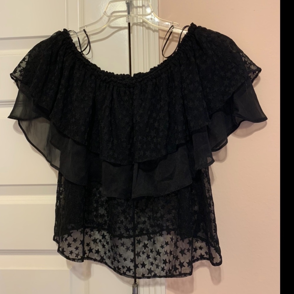 Zara off the shoulder mesh top